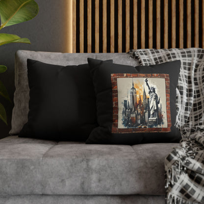 NEW YORK CITY LIBERTY Bohemian Design 18 x 18  Pillowcase