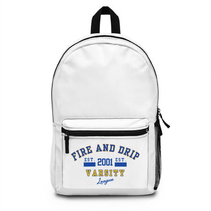 FIRE AND DRIP VARSITY LEAGUE - Empire Backpack (WHITE)"Lightweight Travel Essential"