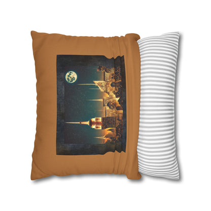 NEW YORK CITY MOON AT NIGHT Bohemian Design Square Pillowcase (COVER ONLY) - Artistic Home Decor