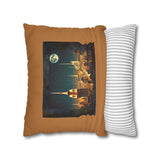 NEW YORK CITY MOON AT NIGHT Bohemian Design Square Pillowcase (COVER ONLY) - Artistic Home Decor