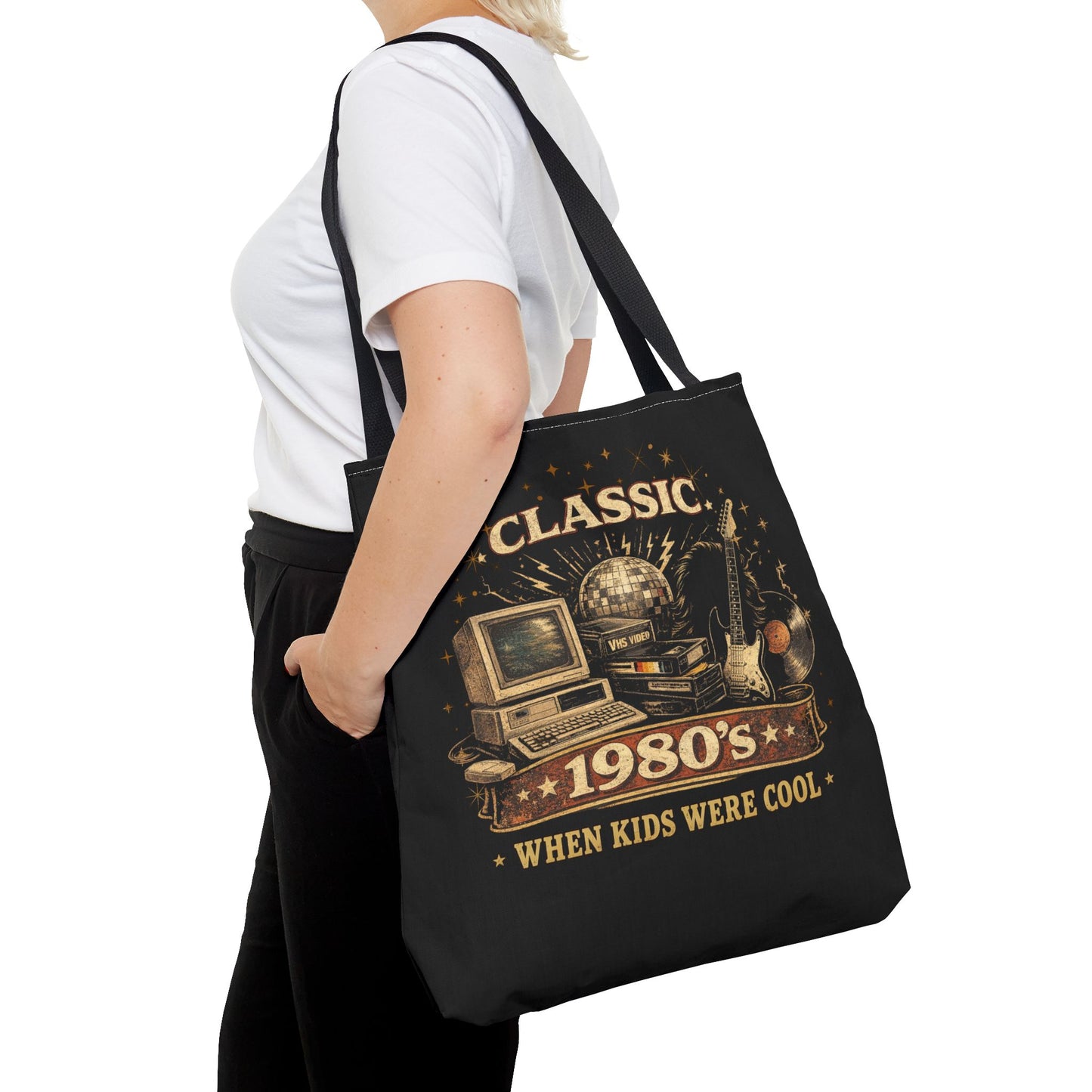 CLASSIC 1980'S-WHEN KIDS WERE COOL- AOP Tote Bag (BLACK)