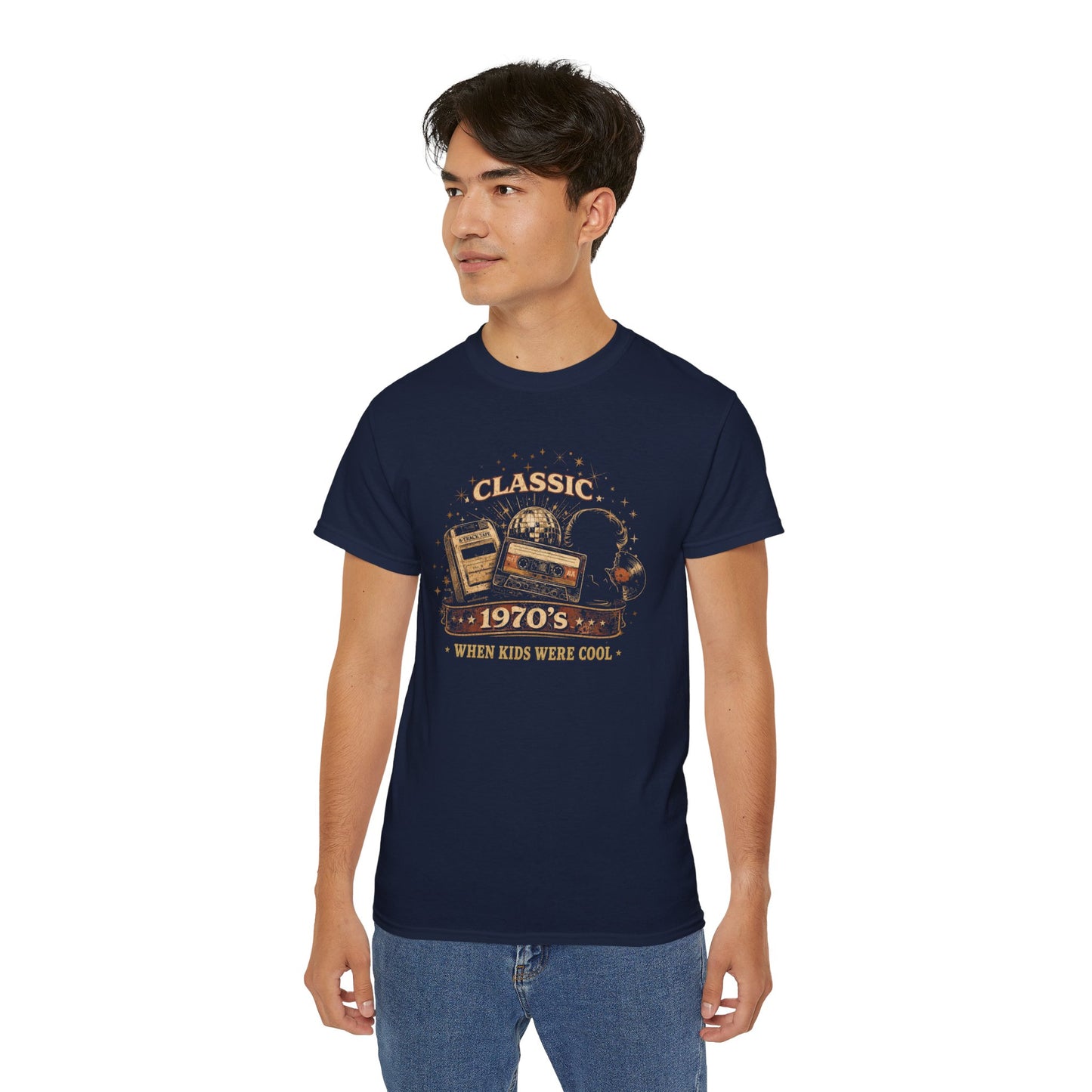 CLASSIC 1970'S-WHEN KIDS WERE COOL - T-Shirt (BLACK OR NAVY)