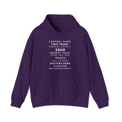 New York Neighborhoods -Unisex Heavy Blend Hooded Sweatshirt (VARIETY OF COLORS) "Iconic NYC on Swag"
