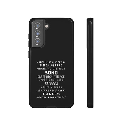 NYC NEIGHBORHOODS -Tough Phone Cases - Fits Most Phone Sizes!! (Dark GREY) "Great Gift For NYC Travelers"