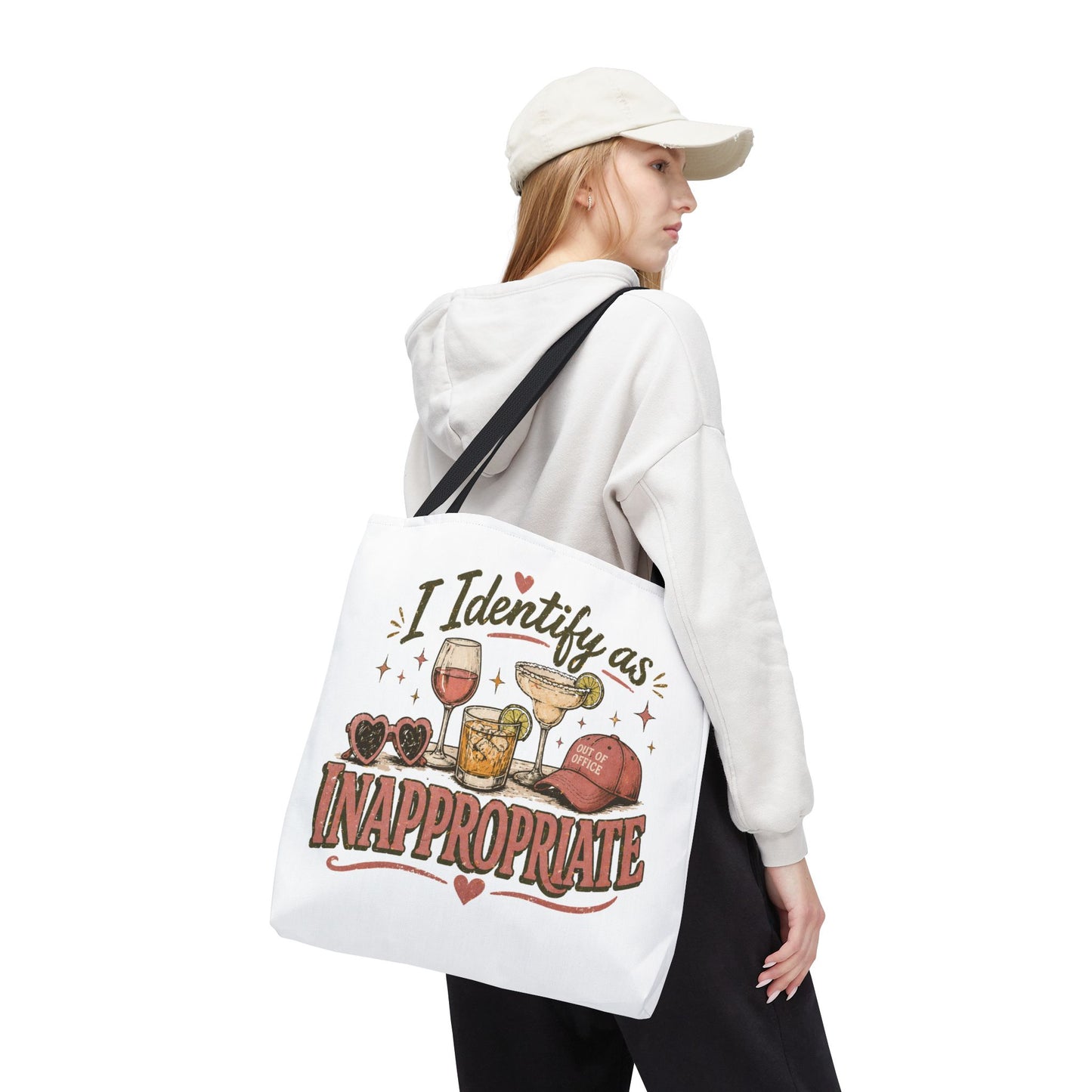 I IDENTIFY AS INAPPROPRIATE- AOP Tote Bag (white)