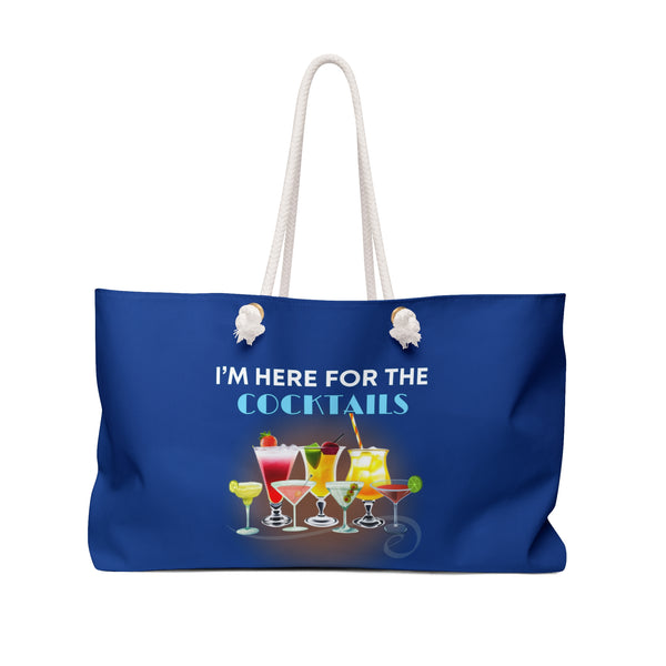 I'M HERE FOR THE COCKTAILS- Weekender Bag (BLUE)