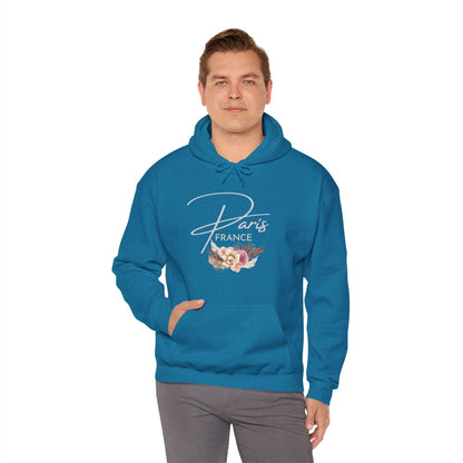 PARIS FLOWERS- Unisex Heavy Blend Hooded Sweatshirt (VARIETY OF COLORS)-“Travel T-Shirt That Slays”