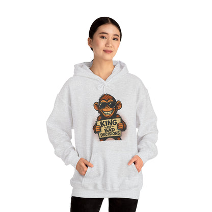 KING OF BAD DECISIONS -Unisex Heavy Blend Hooded Sweatshirt (VARIETY OF COLORS)-“Oversized Pullover, Trending for Those Underachievers"