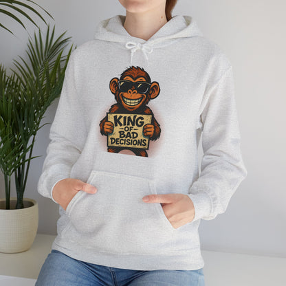 KING OF BAD DECISIONS -Unisex Heavy Blend Hooded Sweatshirt (VARIETY OF COLORS)-“Oversized Pullover, Trending for Those Underachievers"