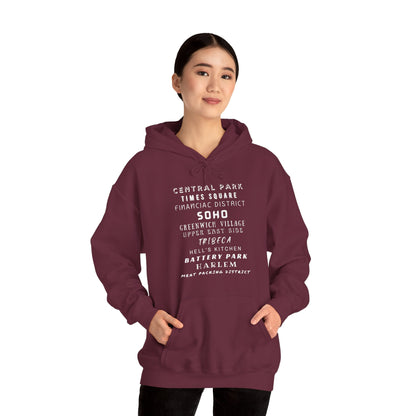 New York Neighborhoods -Unisex Heavy Blend Hooded Sweatshirt (VARIETY OF COLORS) "Iconic NYC on Swag"