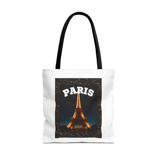 Paris At Night- AOP Tote Bag (WHITE) "Great Travel Tote"