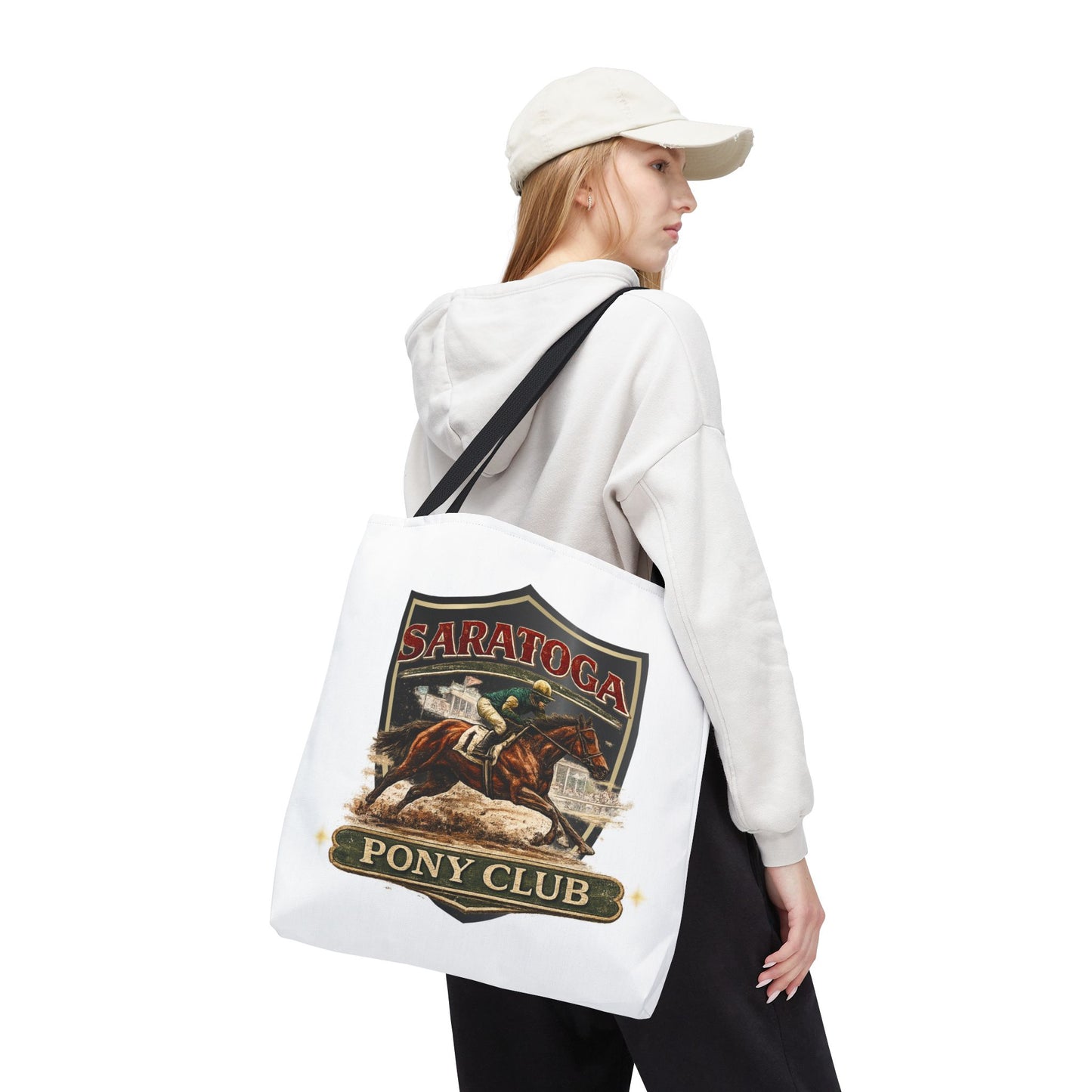 SARATOGA PONY CLUB- AOP Tote Bag (white)