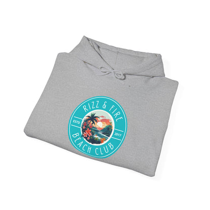 RIZZ & FIRE BEACH CLUB- Unisex Heavy Blend Hooded Sweatshirt (VARIETY OF COLORS) “Trending Top Pick Street Style”
