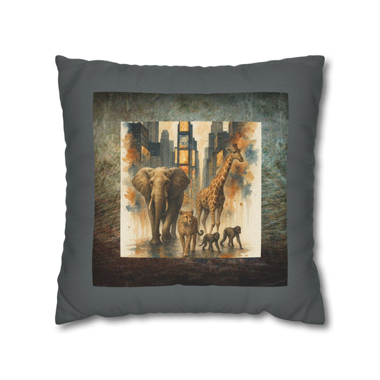 CONCRETE JUNGLE Bohemian Design Square Pillowcase (COVER ONLY) - Artistic Home Decor