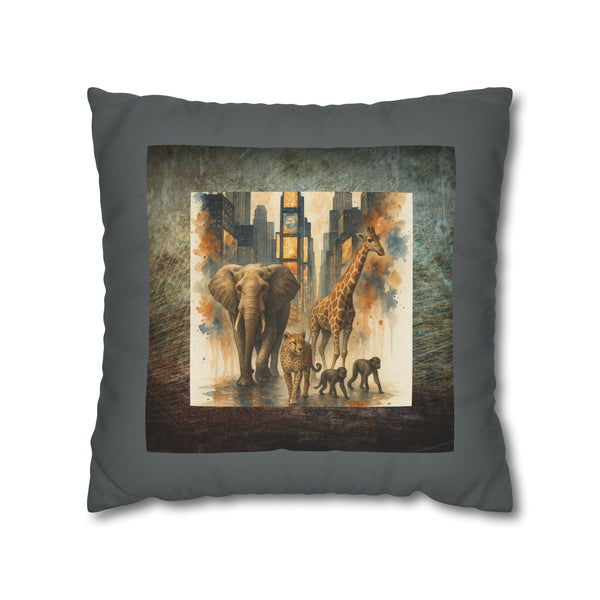 CONCRETE JUNGLE Bohemian Design Square Pillowcase (COVER ONLY) - Artistic Home Decor