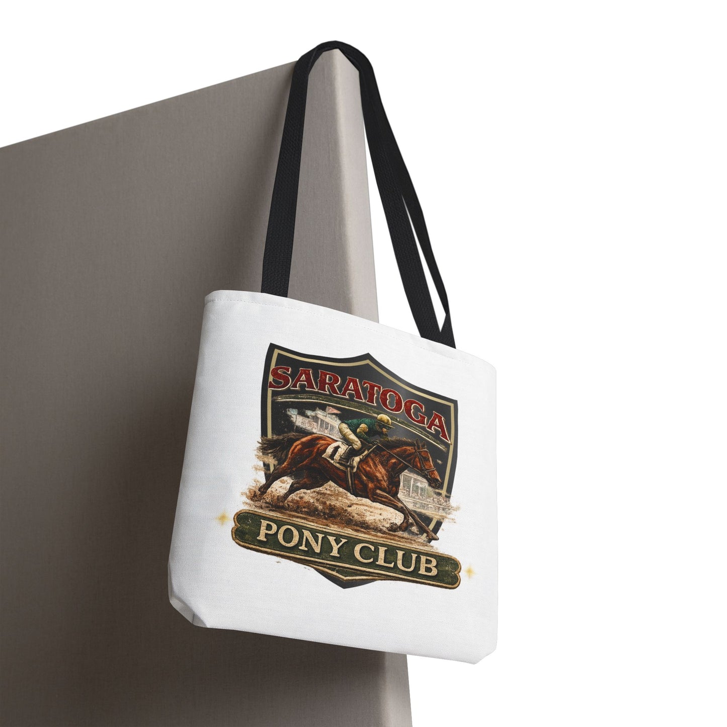 SARATOGA PONY CLUB- AOP Tote Bag (white)