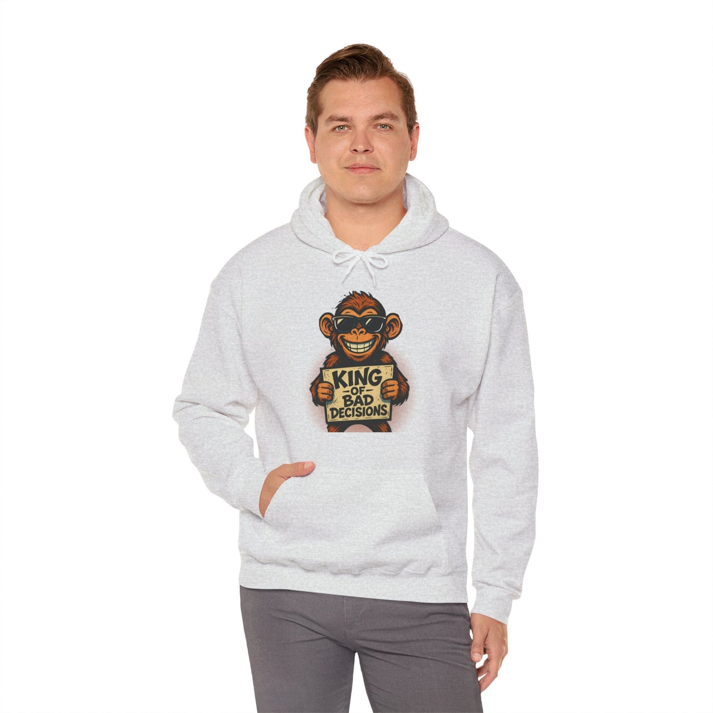 KING OF BAD DECISIONS -Unisex Heavy Blend Hooded Sweatshirt (VARIETY OF COLORS)-“Oversized Pullover, Trending for Those Underachievers"