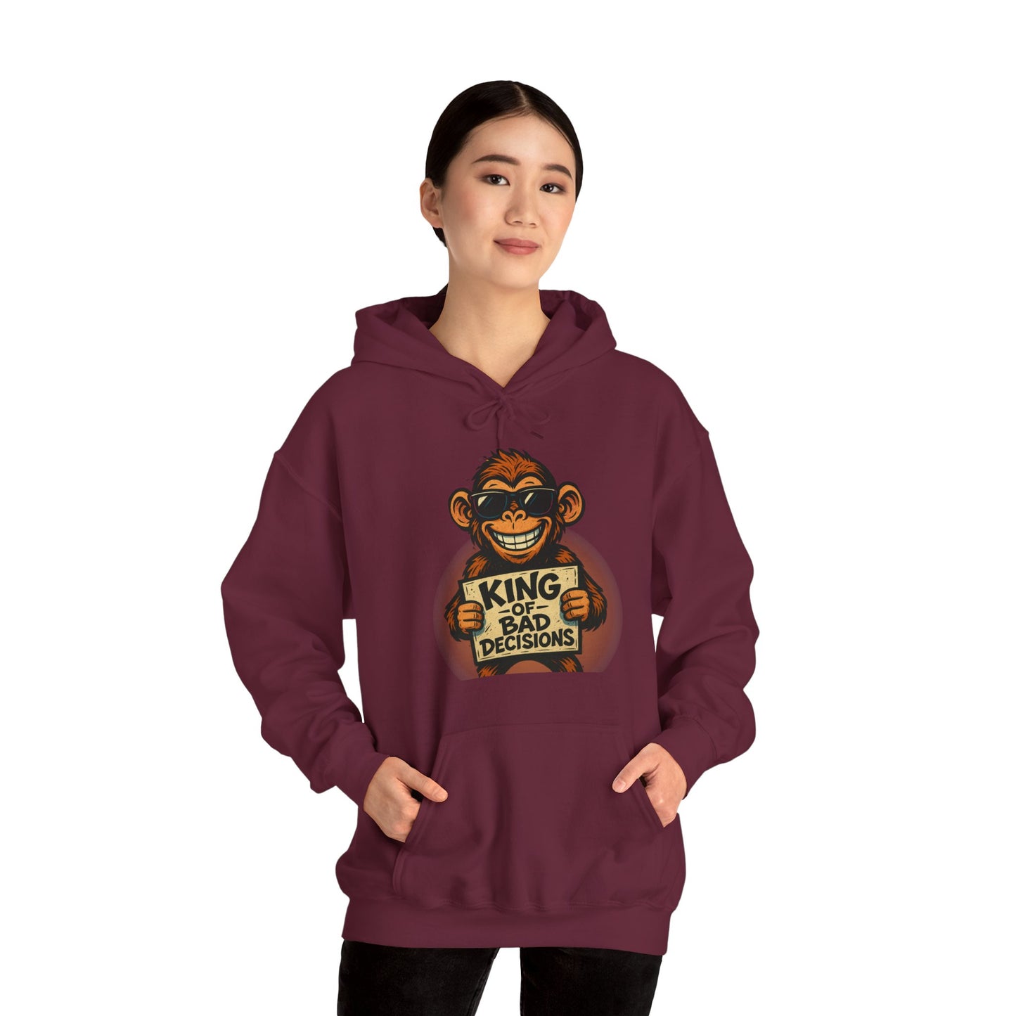 KING OF BAD DECISIONS -Unisex Heavy Blend Hooded Sweatshirt (VARIETY OF COLORS)-“Oversized Pullover, Trending for Those Underachievers"