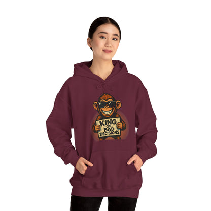 KING OF BAD DECISIONS -Unisex Heavy Blend Hooded Sweatshirt (VARIETY OF COLORS)-“Oversized Pullover, Trending for Those Underachievers"
