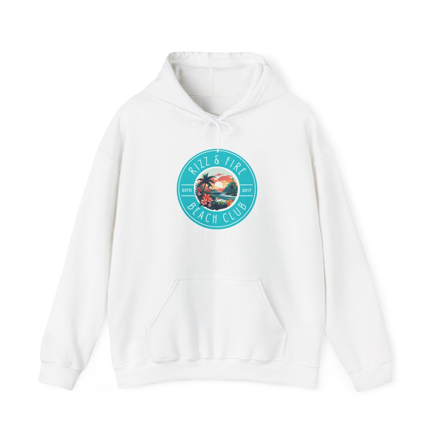 RIZZ & FIRE BEACH CLUB- Unisex Heavy Blend Hooded Sweatshirt (VARIETY OF COLORS) “Trending Top Pick Street Style”