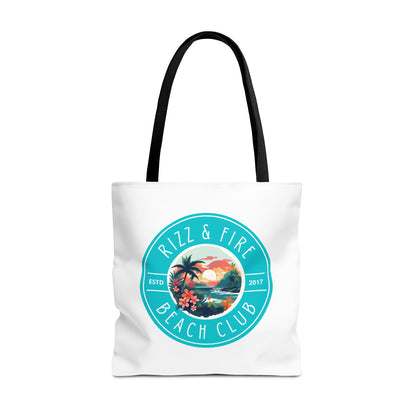 RIZZ & FIRE BEACH CLUB- AOP Tote Bag "Don't Just Show Up, Tote Up"