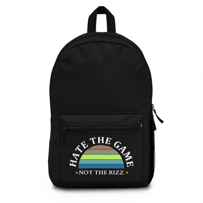 HATE THE GAME, NOT THE RIZZ - Empire Backpack (BLACK)"Modern Streetwear Look"