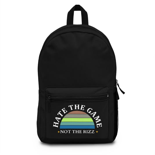 HATE THE GAME, NOT THE RIZZ - Empire Backpack (BLACK)"Modern Streetwear Look"
