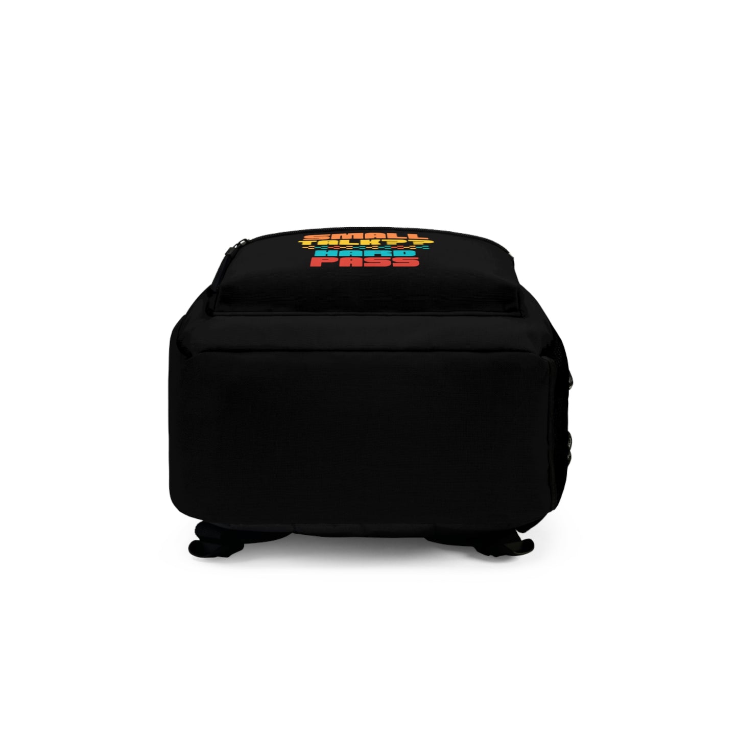 SMALL TALK-HARD PASS- Empire Backpack (Black)"Streetwear Classic with Edge"