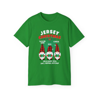 "JERSEY CHRISTMAS -TAYLOR HAM EGG AND CHEESE"- - T Shirt (VARIETY OF COLORS)"Which Exit"