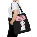 MY CAT AND I TALK CRAP- AOP Tote Bag (BLACK)