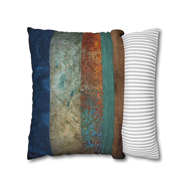 RUSTIC BOHO STRIPES- Bohemian Design Square Pillowcase (COVER ONLY) - Artistic Home Decor