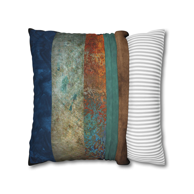 RUSTIC BOHO STRIPES- Bohemian Design Square Pillowcase (COVER ONLY) - Artistic Home Decor