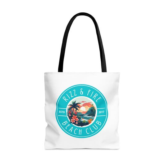 RIZZ & FIRE BEACH CLUB- AOP Tote Bag-"Don’t Just Show Up, Tote Up"