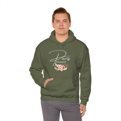 PARIS FLOWERS- Unisex Heavy Blend Hooded Sweatshirt (VARIETY OF COLORS)-“Travel T-Shirt That Slays”