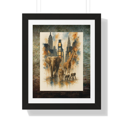 BOHO JUNGLE New York City Night Framed Poster - Urban Wall Art for Home Decor