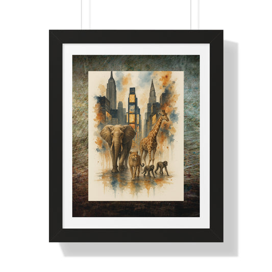 BOHO JUNGLE New York City Night Framed Poster - Urban Wall Art for Home Decor