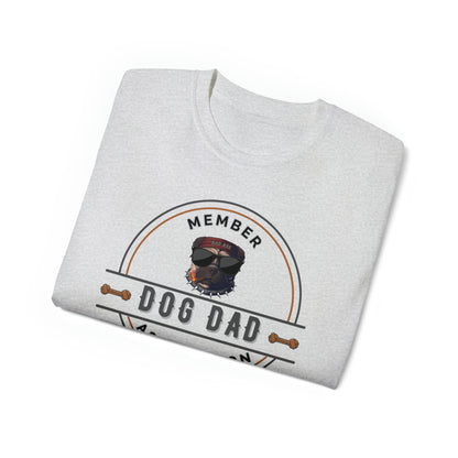 DOG DAD ASSOCIATION- T Shirt (WHITE OR LT.GREY)“Dog Dad Vibes — Cool Graphic Shirt for Fur Fathers”