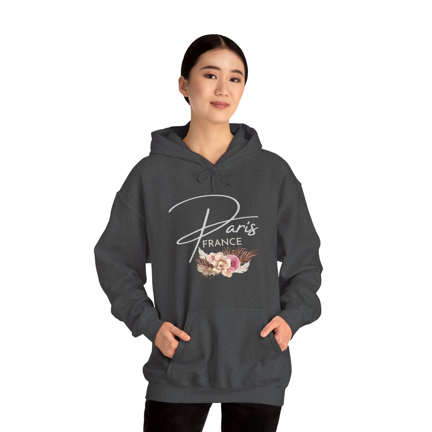 PARIS FLOWERS- Unisex Heavy Blend Hooded Sweatshirt (VARIETY OF COLORS)-“Travel T-Shirt That Slays”