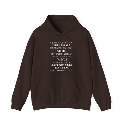 New York Neighborhoods -Unisex Heavy Blend Hooded Sweatshirt (VARIETY OF COLORS) "Iconic NYC on Swag"
