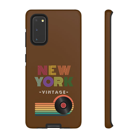 NEW YORK VINTAGE -Tough Phone Cases - Fits Most Phone Sizes!! (Brown) "Greenwich Village Vibes"