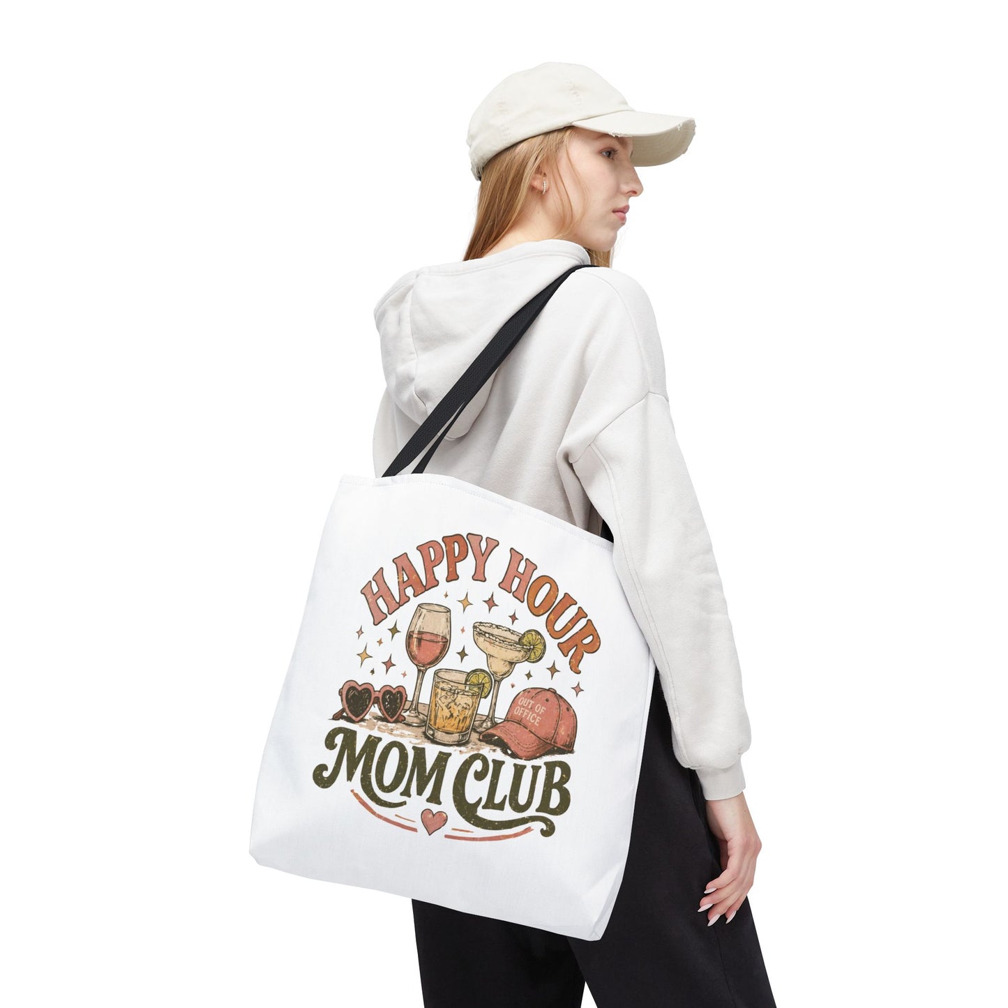 HAPPY HOUR MOM CLUB- AOP Tote Bag (white)