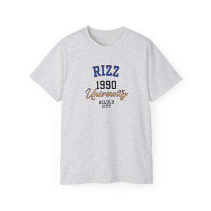 RIZZ UNIVERSITY 1990 DELULU CITY- T Shirt (VARIETY OF COLORS)  “Funny T-Shirt That Speaks Fluent Sarcasm”