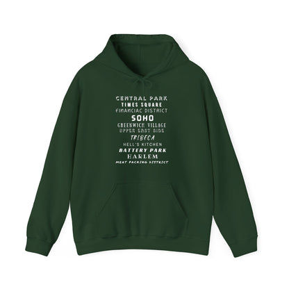 New York Neighborhoods -Unisex Heavy Blend Hooded Sweatshirt (VARIETY OF COLORS) "Iconic NYC on Swag"