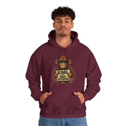 KING OF BAD DECISIONS -Unisex Heavy Blend Hooded Sweatshirt (VARIETY OF COLORS)-“Oversized Pullover, Trending for Those Underachievers"