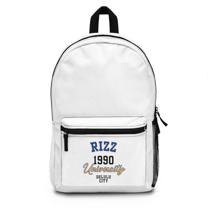 RIZZ UNIVERSITY - Empire Backpack (WHITE)"Built Tough for School & Travel"