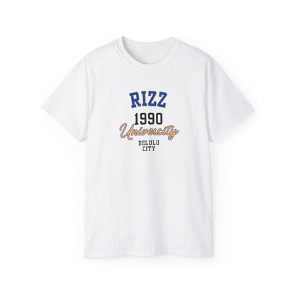 RIZZ UNIVERSITY 1990 DELULU CITY- T Shirt (VARIETY OF COLORS)  “Funny T-Shirt That Speaks Fluent Sarcasm”