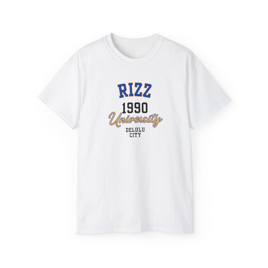 RIZZ UNIVERSITY 1990 DELULU CITY- T Shirt (VARIETY OF COLORS)  “Funny T-Shirt That Speaks Fluent Sarcasm”