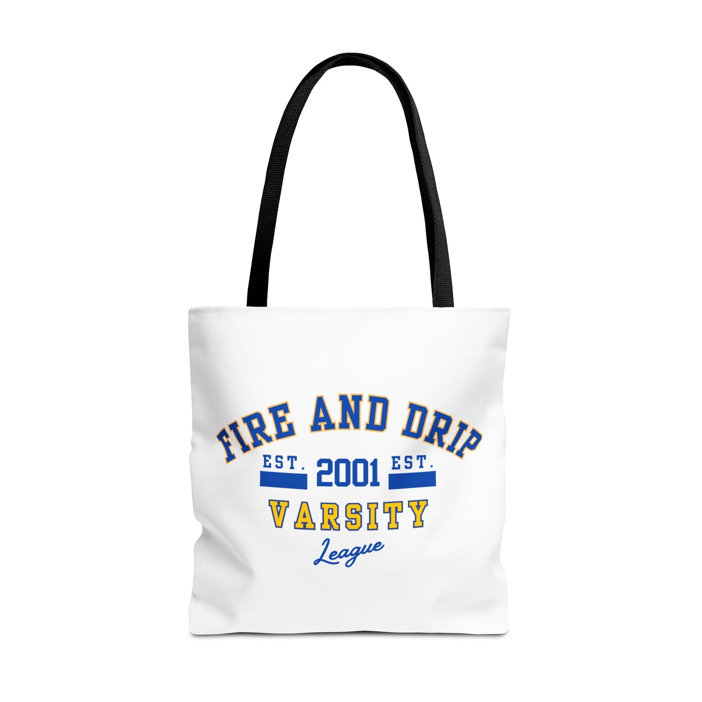 FIRE AND DRIP VARSITY LEAGUE- AOP Tote Bag  18x18