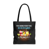 I'M HERE FOR THE COCKTAILS- AOP Tote Bag (BLACK)