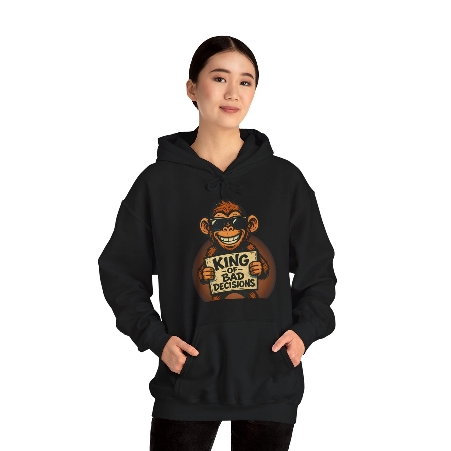 KING OF BAD DECISIONS -Unisex Heavy Blend Hooded Sweatshirt (VARIETY OF COLORS)-“Oversized Pullover, Trending for Those Underachievers"